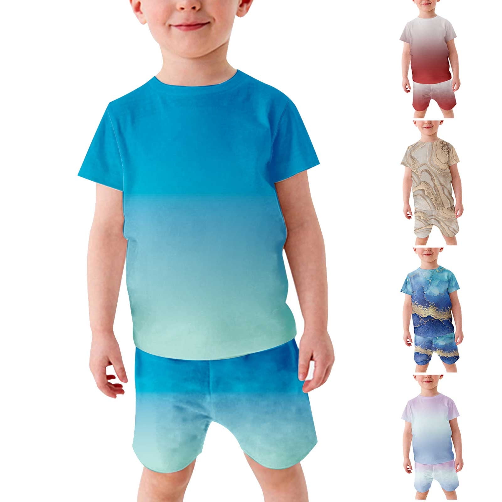 Fesfesfes Boys Clothes Size 6/7 Outfits Summer Boys Gradient Tshirt