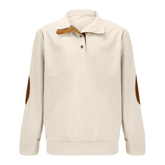 Fesfesfes Boys Color Block Button Down Collar Shirt Long Sleeve Comfortable Pullover Top for Kids Age 5 to 15 Years Casual Everyday Wear Soft Breathable Classic Crewneck Shirt(Beige,11-12 Years)