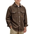 thumbnail image 1 of Fesfesfes Boys Corduroy Shirt Jacket Long Sleeve Button Down with Double Chest Pockets Relaxed Fit Casual Outerwear for School Outdoor Wear 4-14 Years, 1 of 7