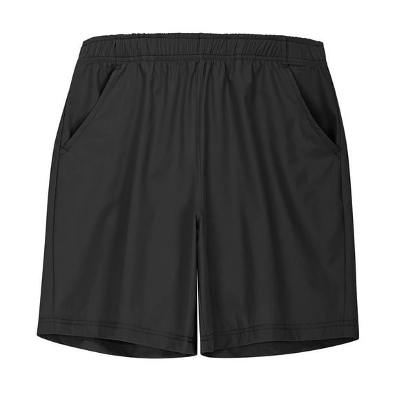 Fesfesfes Boys Fast-Drying Sports Shorts,Fashion Leisure Solid Color Casual Shorts for Ages 4-17 Years,Lightweight Playwear(Black,14 Years)