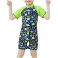 thumbnail image 1 of Fesfesfes Boys and Girls' Cute Big Fish Print Sunscreen Short Sleeve Jumpsuit for 3-11 Years Soft and Breathable Summer Wear for All-Day Comfort Wear(Green,3-4 Years), 1 of 3