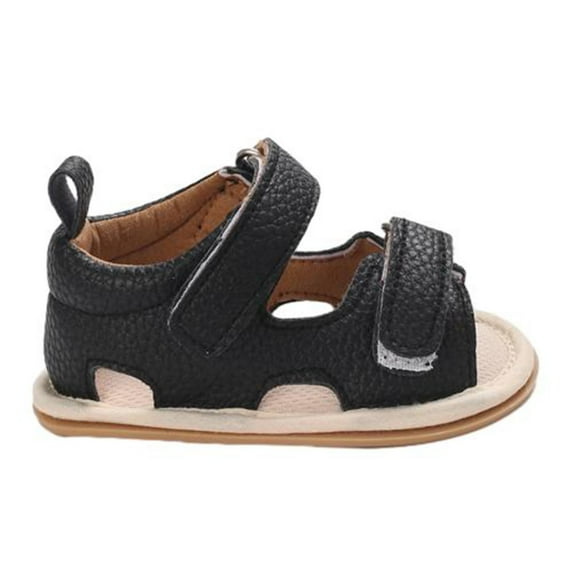 Fesfesfes Boys and Girls Summer Sandals Non-Slip Breathable Sweatproof Cute Toddler Sandals for Outdoor Beach Party School Shoes Open Toe Lightweight Soft Sole(Black,6-9 Months)