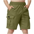 thumbnail image 1 of Fesfesfes Boys' Solid Color Casual Shorts with Pockets Elastic Waist Summer Work Pants Mid-Length Comfortable Outdoor Wear(Army Green,11 Years), 1 of 7