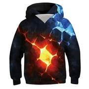 FESFESFES Boys Sweatshirts Size 10-12 Children's Shirt Long Sleeved Pattern T-shirt Printed Round Neck Cool Boy Hooded Sweatshirt