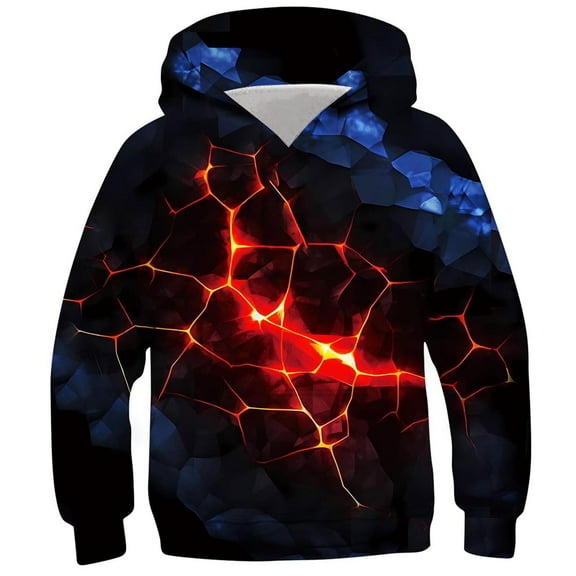 Fesfesfes Boys Sweatshirts Size 10-12 Children's Shirt Long Sleeved Pattern T-shirt Printed Round Neck Cool Boy Hooded Sweatshirt