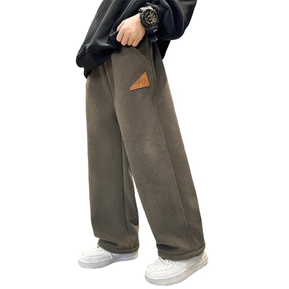 Fesfesfes Boys Wide Leg Sweatpants Loose Fit Casual Pants Fall Active Joggers for Kids Comfortable Sport Pants Everyday Playwear Active Trousers for Boys(Coffee#3,14-15 Years)