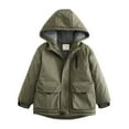thumbnail image 1 of Fesfesfes Boys Winter Hooded Jacket Warm Fleece Lined Windproof Rainproof Parka Coat with Large Pockets Thick Outerwear for Kids Cold Weather Outdoor Activities(Army Green,12-13 Years), 1 of 4