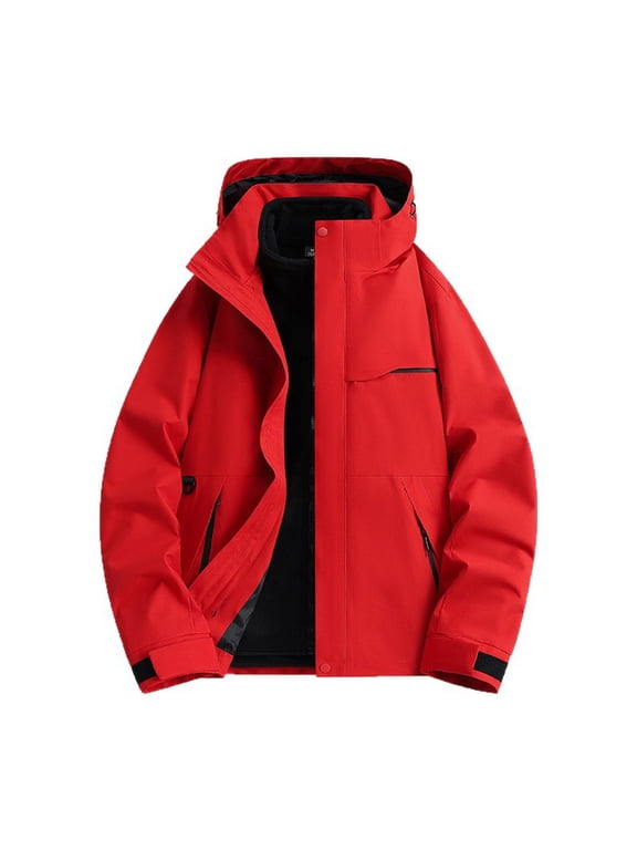 Boys Winter Outdoor Ski Jacket Heavyweight Padded Hooded Coat Waterproof Windproof Insulated Full Zip for Sports School Daily Wear