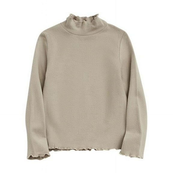 Fesfesfes Boys and Girls Sweatshirt Kids Casual Loose Solid Color Lace Small Mock Neck Base Shirt Long Sleeve Shirts Round Neck Top/shirt