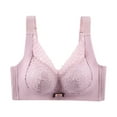 thumbnail image 1 of Fesfesfes Bras for Women Hollow Lace Patchwork Bras Solid Color Side Stowed No Underwire Bras Back Four Rows Of Buckles Gather Push Up Everday Underwear Bras, 1 of 4