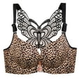 thumbnail image 1 of Fesfesfes Bras for Women No Underwire Leopard Print Front Closure Buckle Gathered Traceless Bras Underwear Back Butterfly Pattern Hollow Out Lace Suspender Bras, 1 of 4