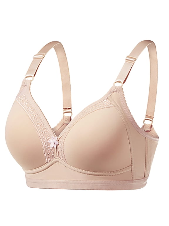 Bras for Women Padded Shaped Bras Wire Free Side Lifted Underwear Bras Elegant Lace Edge Solid Bras Gather Push Up Unwired Everyday Bras