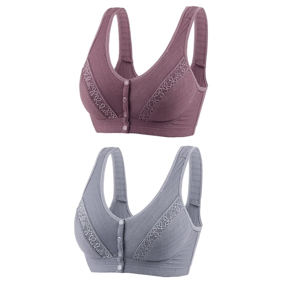 Fesfesfes Bras for Women Wireless 2PC Women's No Steel Ring Lactation Bra Back Adjustment Yoga Running Bra