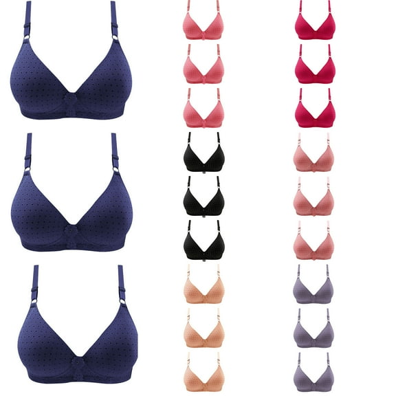 Fesfesfes Bras for Women Wireless 3PC Ladies Embroidered Glossy Comfortable Breathable Bra Underwear Bras Womens Bras