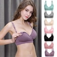 thumbnail image 1 of Fesfesfes Bras for Women Wireless Ladies Comfortable Breathable No Steel Ring Front Buckle Breastfeeding Bra Ladies Underwear Bras for Women, 1 of 4