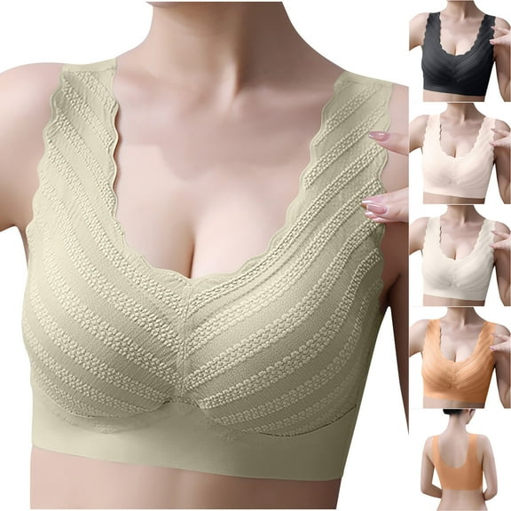 Fesfesfes Bras for Women Wireless Women's Bra Wire Free Underwear OnePiece Bra Everyday Underwear Bras Push-Up Bra