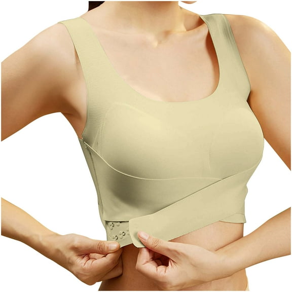 Fesfesfes Bras for Women Wireless Women's Fashion Yoga Sports Wirefree Front Cross Solid Tank Top