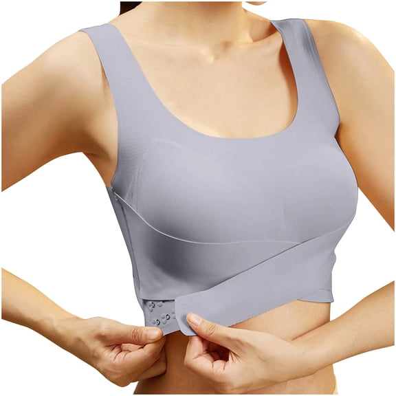 Fesfesfes Bras for Women Wireless Women's Fashion Yoga Sports Wirefree Front Cross Solid Tank Top