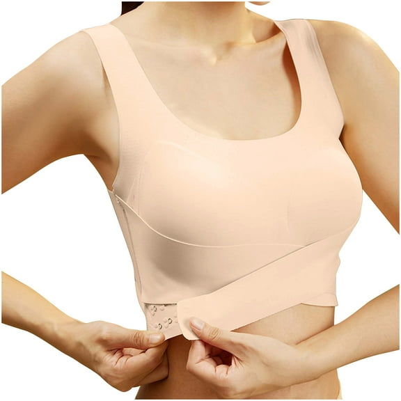 Fesfesfes Bras for Women Wireless Women's Fashion Yoga Sports Wirefree Front Cross Solid Tank Top