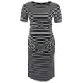 thumbnail image 1 of Fesfesfes Breastfeeding Striped Dress Short Sleeve Round Neck Comfortable Nursing Maternity Dress for Women Summer Pregnancy Wear(Black,S), 1 of 3