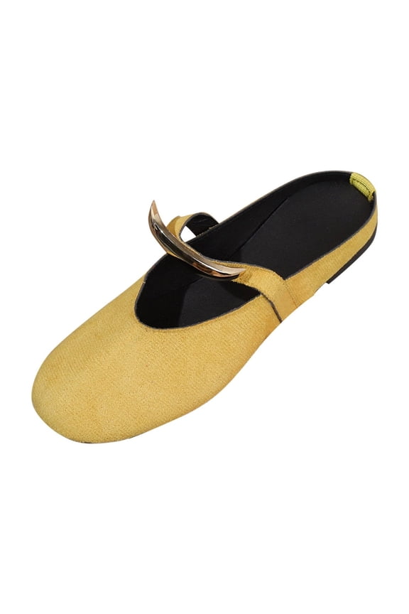 Breathable Women's Spring Summer Flat Slippers Round Toe Comfortable House Shoes with Non-Slip Sole for Daily Wear Beach Walking(Yellow,US 5.5)