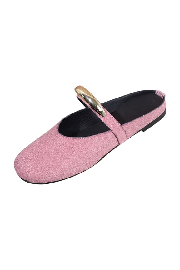 Breathable Women's Spring Summer Flat Slippers Round Toe Comfortable House Shoes with Non-Slip Sole for Daily Wear Beach Walking(Pink,US 6)