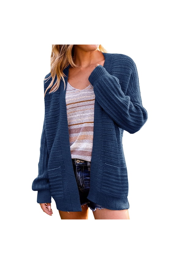 Cardigan for Women Casual Pocket Long Sleeve Solid Cover Up Cardigan Tops