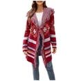thumbnail image 1 of Fesfesfes Cardigan for Women Fall And Winter Long Sleeves Hooded Print Tassel Irregularity Knitted Sweater Cardigan Coat, 1 of 7