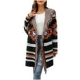 thumbnail image 1 of Fesfesfes Cardigan for Women Fall And Winter Long Sleeves Hooded Print Tassel Irregularity Knitted Sweater Cardigan Coat Under $10, 1 of 8