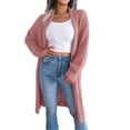thumbnail image 1 of Fesfesfes Cardigan for Women Fall Winter Solid Lapel-Neck Long Cardigan Sweater Coat Tops On Sale, 1 of 8
