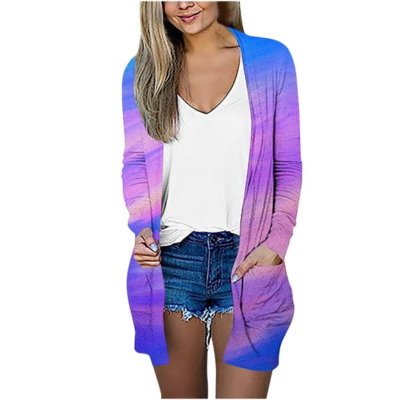 Fesfesfes Cardigans for Women Long Sleeve Shirt Fall Cardigan Loose Casual Cardigan Printed Shirt Cardigan Shirt