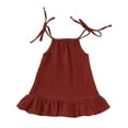 thumbnail image 1 of Fesfesfes Casual Dress for Baby Girls Bandage Solid Sleeveless Round Neck Dresses for Comfortable and Versatile Outfits 3-6 Years(Wine,3 Years), 1 of 3