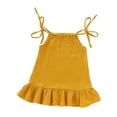 thumbnail image 1 of Fesfesfes Casual Dress for Baby Girls Bandage Solid Sleeveless Round Neck Dresses for Comfortable and Versatile Outfits 3-6 Years(Yellow,3 Years), 1 of 3