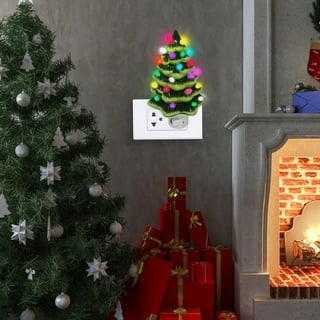 YanHoo Christmas Decorations Christmas Vintage Ceramic Christmas Tree with  LED Lights Indoor Decoration Christmas Tree LED Decoration