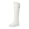thumbnail image 1 of Fesfesfes Chelsea Boots Women Flat Heel Zip Shoes Winter Warm Synthetic Solid Color Knee-high Thick Cotton US:5.5(36), 1 of 5