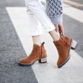 thumbnail image 1 of Fesfesfes Chelsea Boots Women High Heels Thick Heel Boots Fleece Pointed Toe Short Boots 9(42), 1 of 8