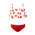 thumbnail image 1 of Fesfesfes Children Girls Swimwear Kids Ruched Strap Swimsuit Leopard Print Slanted Shoulder Swimwear Swimdress Two-Pieces Bathing Suits, 1 of 5