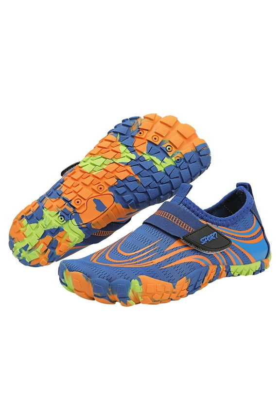 Children's Barefoot Water Shoes for Kids Ultra-Light Slip-On Design with Drainage Holes Outdoor and Pool Use for Boys and Girls(Blue#1,8 Years)