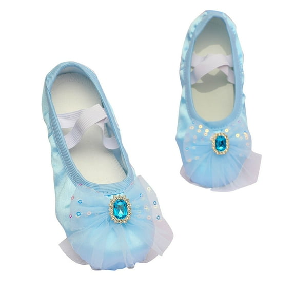 Fesfesfes Children's Dance Performance Shoes with Pointed Toe,Soft Gym Slippers Elastic Strap for Dance,Fitness,Lightweight Breathable Design(Blue#1,2.5 Years)