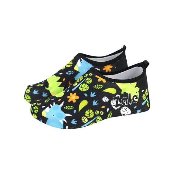 Fesfesfes Children's Five Finger Water Shoes and Summer Beach Swimming Shoes for Boys and Girls Slip on Snorkeling Socks with Soft Sole for Pool(Black#4,7-8 Years)