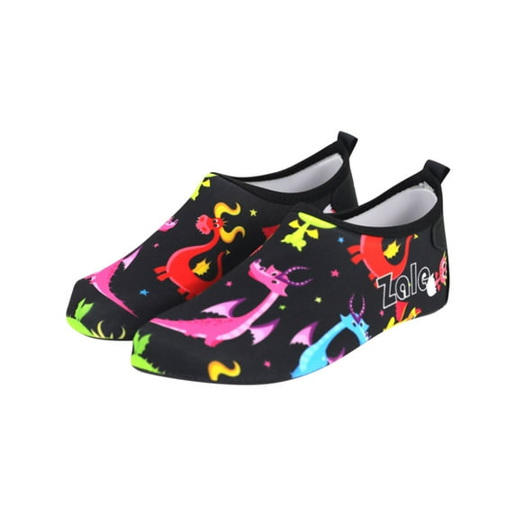 Fesfesfes Children's Five Finger Water Shoes and Summer Beach Swimming Shoes for Boys and Girls Slip on Snorkeling Socks with Soft Sole for Pool(Black,5-6 Years)