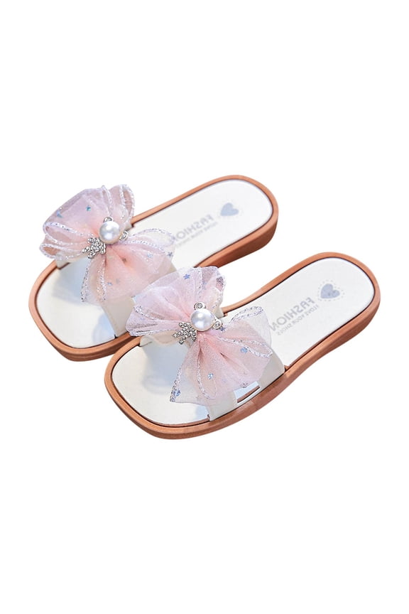 Children's Flower Bow Slides,Soft Sole Casual Summer Kids Sandals,Quick Drying Beach Water Shoes,Fashion Versatile Outdoor Indoor Footwear