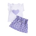 thumbnail image 1 of Fesfesfes Children's Fly Sleeve Top and Skirt Set Solid Color Summer 2-Piece Outfit,Round Neck Elastic Waist Casual Wear,Cute Matching Clothes for Girls(Purple,3 Years), 1 of 7
