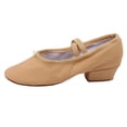 thumbnail image 1 of Fesfesfes Children's Lightweight Basic Dance Shoes,Multi-Color Breathable Canvas Dance Shoes for Girls,Low Heel Non-Slip for Dance Practice,Versatile for Performance and Daily Wear(Khaki,8.5-9 Years), 1 of 6