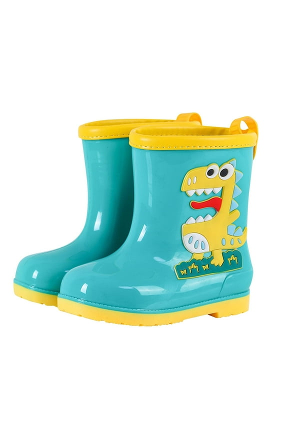 Children's Printed Rain Boots Waterproof Non Slip Shoes for Toddlers and Kids Outdoor Rubber Boots for Home,Garden and Puddle Play(Green,3-4 Years)