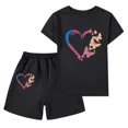 thumbnail image 1 of Fesfesfes Children's Printed Top and Short Set Short Sleeve Round Neck Shirt and Elastic Waist Shorts,2 Piece Summer Outfits,Casual Lightweight Clothing for Kids(Black,2 Years), 1 of 3