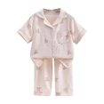 thumbnail image 1 of Fesfesfes Children's Summer Pajama Set Printed Short Sleeve Lapel Sleepwear,Comfortable 2-Piece Nightclothes,Soft and Breathable for Boys Girls Home or Travel(Multicolor#1,5-6 Years), 1 of 3