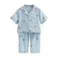 thumbnail image 1 of Fesfesfes Children's Summer Pajama Set Printed Short Sleeve Lapel Sleepwear,Comfortable 2-Piece Nightclothes,Soft and Breathable for Boys Girls Home or Travel(Multicolor#3,14-15 Years), 1 of 3
