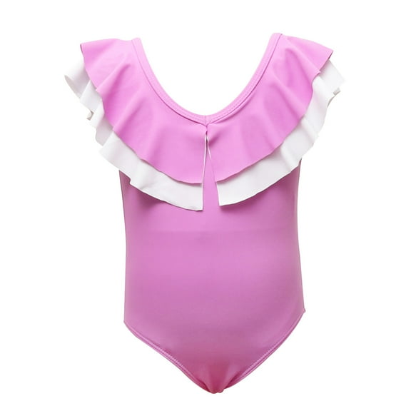 Fesfesfes Children's Swimdress Kids Girls Swimsuit One Piece Swimsuit Ruffles Patchwork Monokini Skinny Bathing Suits Beach Swimwear