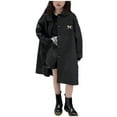 thumbnail image 1 of Fesfesfes Childrens Button Up Trench Coat Mid Length Jacket for Girls and Boys Casual Long Sleeve Outerwear with Pockets and Bow Brooch Detachable Cardigan Style Coat for Kids(Black#1,11 Years), 1 of 9